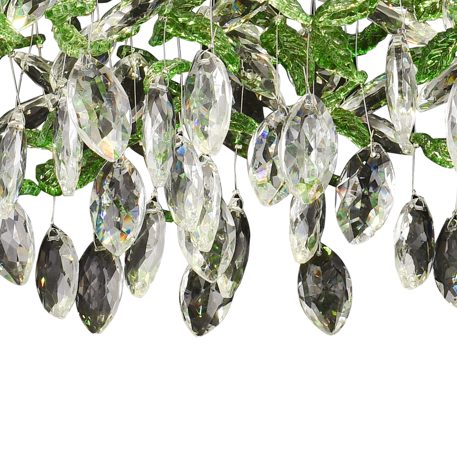 Crystal LED Chandelier LLC211/400GN Στρογγυλός, 22W, Κρύο/Ζεστό/Ουδέτερο φως, Πράσινοι Κρύσταλλοι, Γυαλιστερό χρώμιο