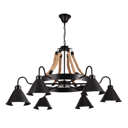 Vintage πολυέλαιος με σχοινί Pedro, 4 x E27 κλειστό ξύλο