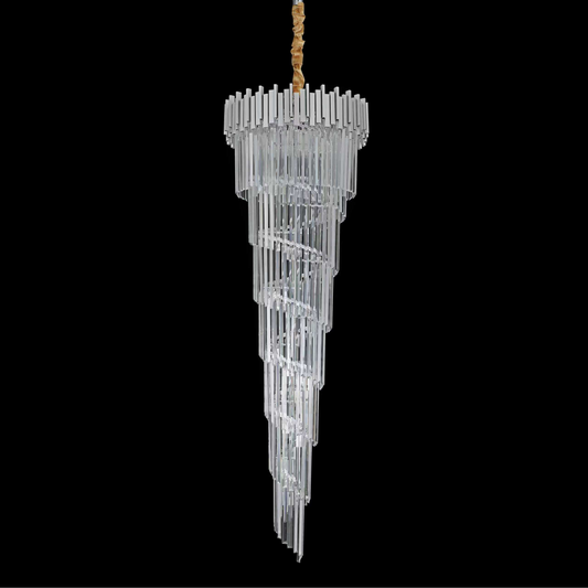Crystal Chandelier CC110/600x1800, 28xE14, Διάμετρος 60cm, Ύψος 180cm, Χρώμιο και Ασημί, Ρυθμιζόμενο Ύψος, Κομψή σχεδίαση