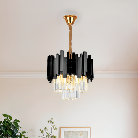 Crystal Blois Petito 3xe14 πολυέλαιος, διάμετρο 30cm, μαύρο, ρυθμιζόμενο ύψος
