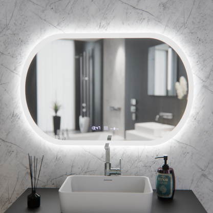 Οβάλ καθρέφτης LED, 80x50cm, Altera Marcello MotionGlow Sensor, Demister System, Clock & Thermometer, Dimmable