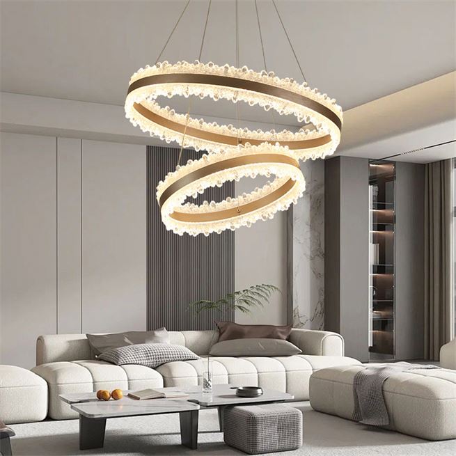 Lustra LED suspendata cu Telecomanda FOSCO Duo 126W, lumina Rece/Calda/Neutra, Dimabila,Inaltime Reglabila, Auriu