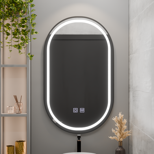 Oval LED Mirror 60x100cm Torino Vetro Touch Dimable Defrition System