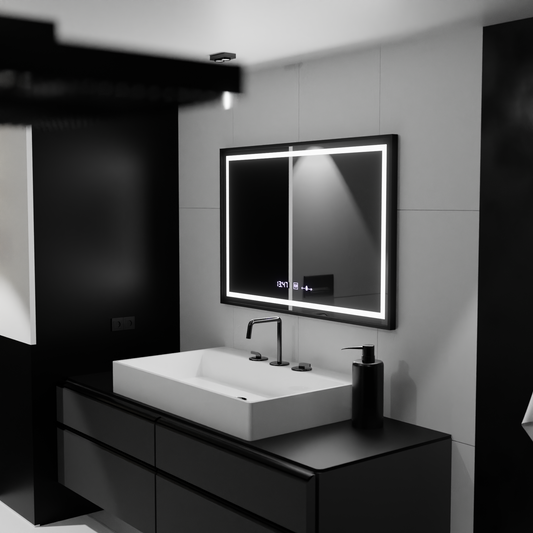 Mirror LED ορθογώνιο 120x80cm Raggio Motion Glow Marcello Defrosting System Thermometer και Dimable Clock