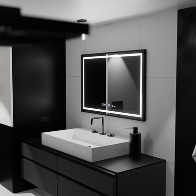 Mirror LED ορθογώνιο 120x80cm Raggio Motion Glow Marcello Defrosting System Thermometer και Dimable Clock