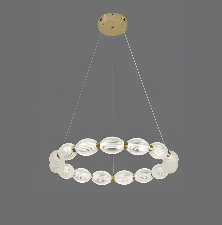 Lustra LED suspendata cu telecomanda FAUSTO II, 43W, lumina Rece/Calda/Neutra, Dimabila,Inaltime Reglabila, Auriu