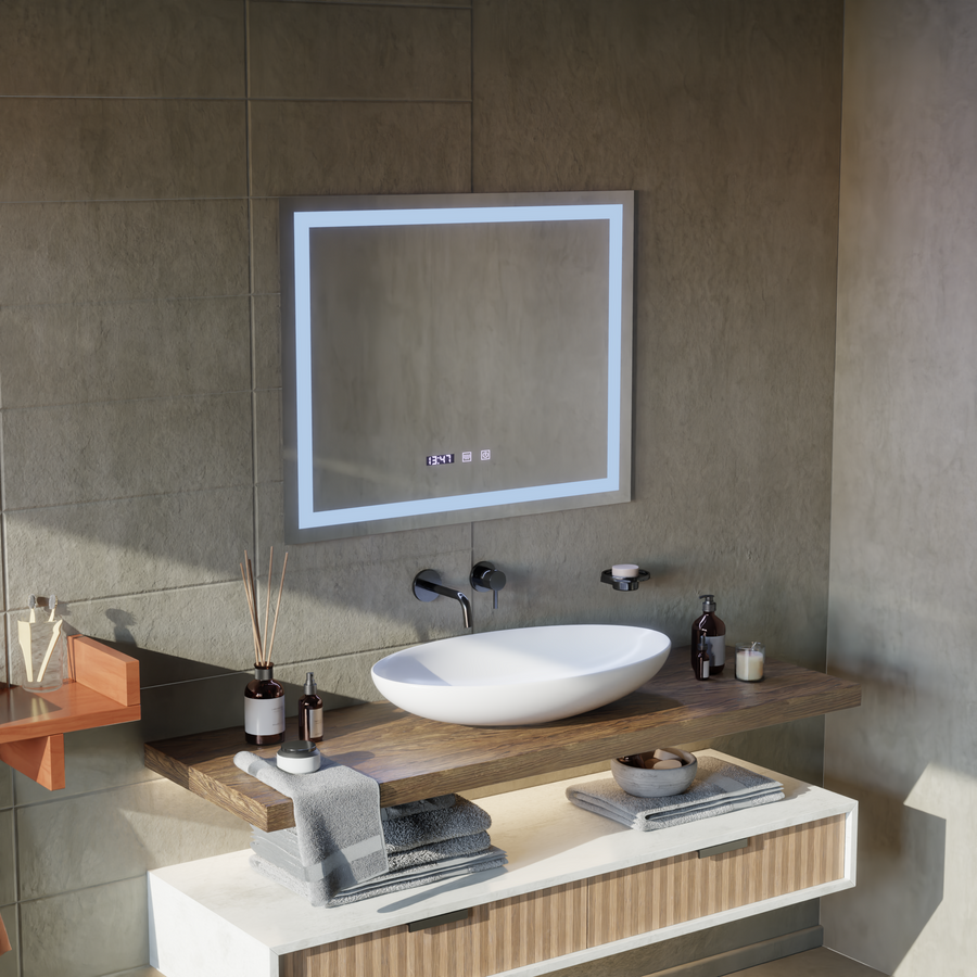 LED Touch Werner Mirror System, ρολόι και θερμοκρασία 80x60 cm