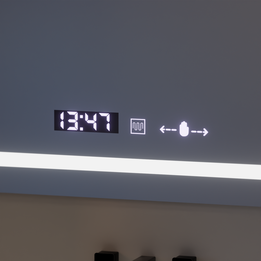 Mirror LED ορθογώνιο 120x80cm Eclat Motionglow Marcello Αποσυναρμολόγηση και Dimable Cosmetic Terometer Terometer Terometer