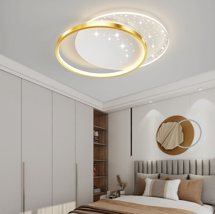 LED Lust με τηλεχειριστήριο Lunaro Lucenta, 110W, 2 κύκλοι, κρύο/ζεστό/ουδέτερο φως, ασταθές, χρυσό