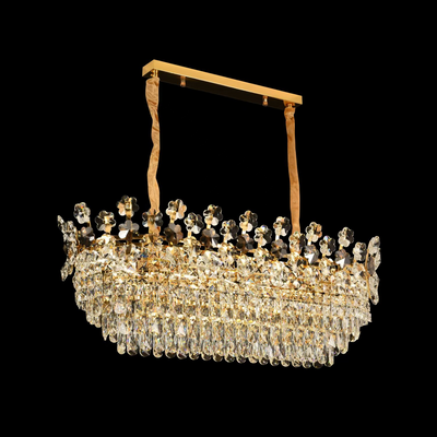 Crystal Chandelier CC6705/900X350GD 9x E14, Διάμετρος 90cm, Γυαλιστερό Χρυσό, Ρυθμιζόμενο Ύψος