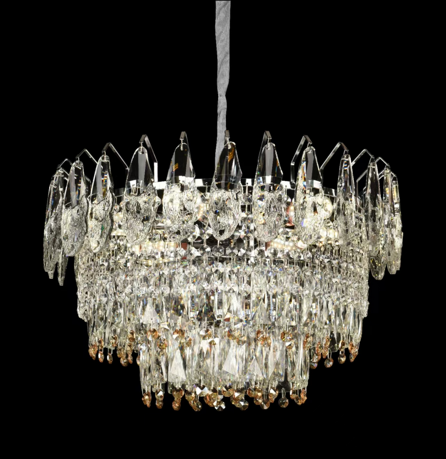 Πολυέλαιος Crystal Windsor Elegance 6x E14, διάμετρος 49cm, γυαλιστερό χρυσό, ρυθμιζόμενο ύψος