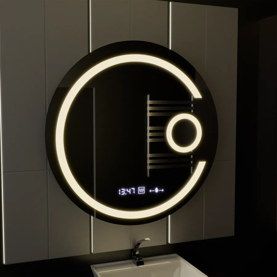 Mirror LED Γύρος 70cm Visio Motionglow Marcello Αποστολικό Σύστημα Ρολόι & Καλλυντικό Θερμόμετρο