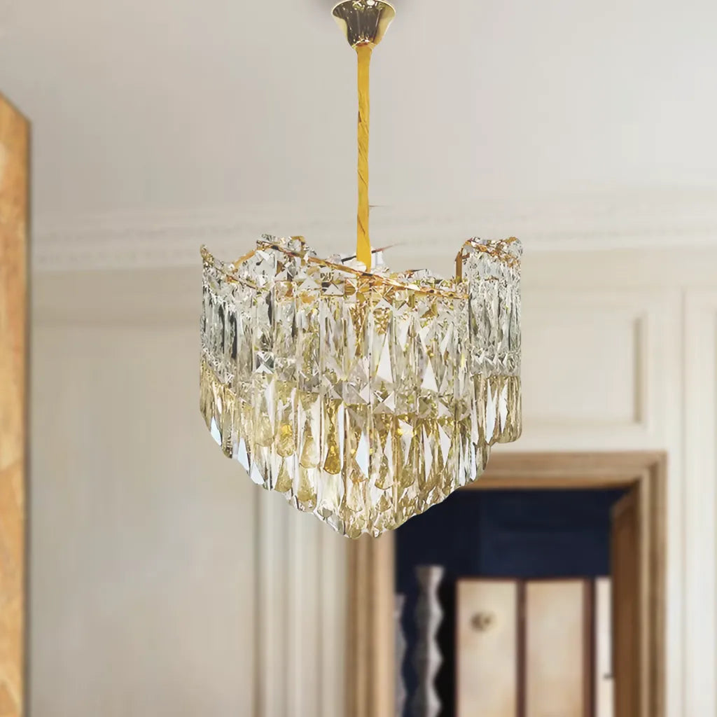 Πολυέλαιος Crystal Topkapi Petito 3xe27, διάμετρος 30cm, γυαλιστερό χρυσό, ρυθμιζόμενο ύψος