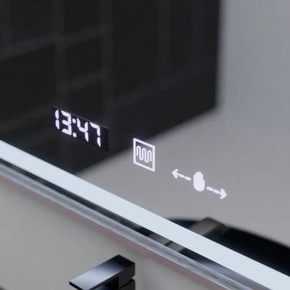 Mirror LED ορθογώνιο 60x80cm Verite Imperial Silver Motion Glow Marcello Dishantic Clock Defrition System