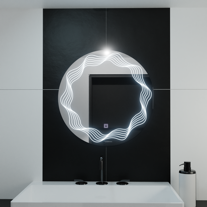 Mirror Round LED 60cm Flusso Touch Dimable Defrition System