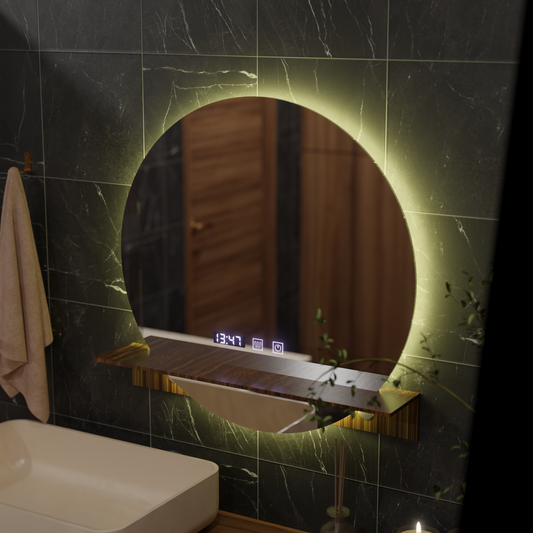 LED Touch Alfred Mirror System, ρολόι και θερμοκρασία 60x60 cm με ολοκληρωμένη υποστήριξη