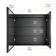 Helena Cabinet με LED Mirror DBP120 75x70 White
