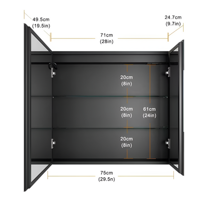Helena Cabinet με LED Mirror DBP120 75x70 White