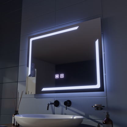 Ορθογώνιος καθρέφτης LED, 80x60cm, ECLISSA Touch, Demister System, Dimmable