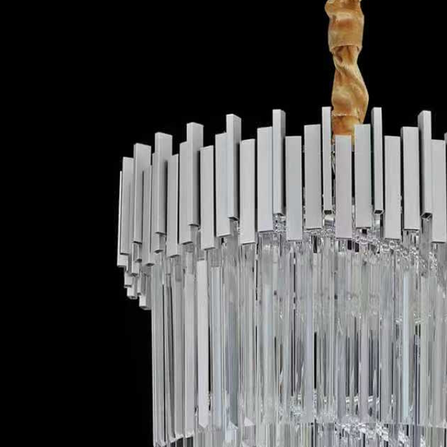 Candelabru Cristal CC110/600x1800CH , 28xE14, Diametru 60cm, Inaltime 180cm, Crom si Argintiu, Inaltime Reglabila, Design Elegant Candelabre Cristal Default Title Alessandro Design