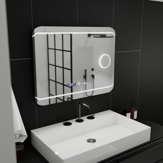 Ο ορθογώνιος καθρέφτης LED 80x60cm Stile Motionglow Marcello Discating System & Thermometer of the Cosmetics Dimable
