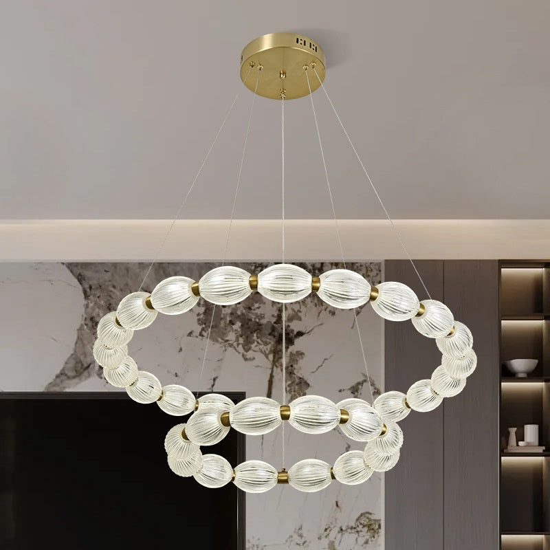 Lustra LED suspendata cu telecomanda FAUSTO, 85W, lumina Rece/Calda/Neutra, Dimabila,Inaltime Reglabila, Auriu