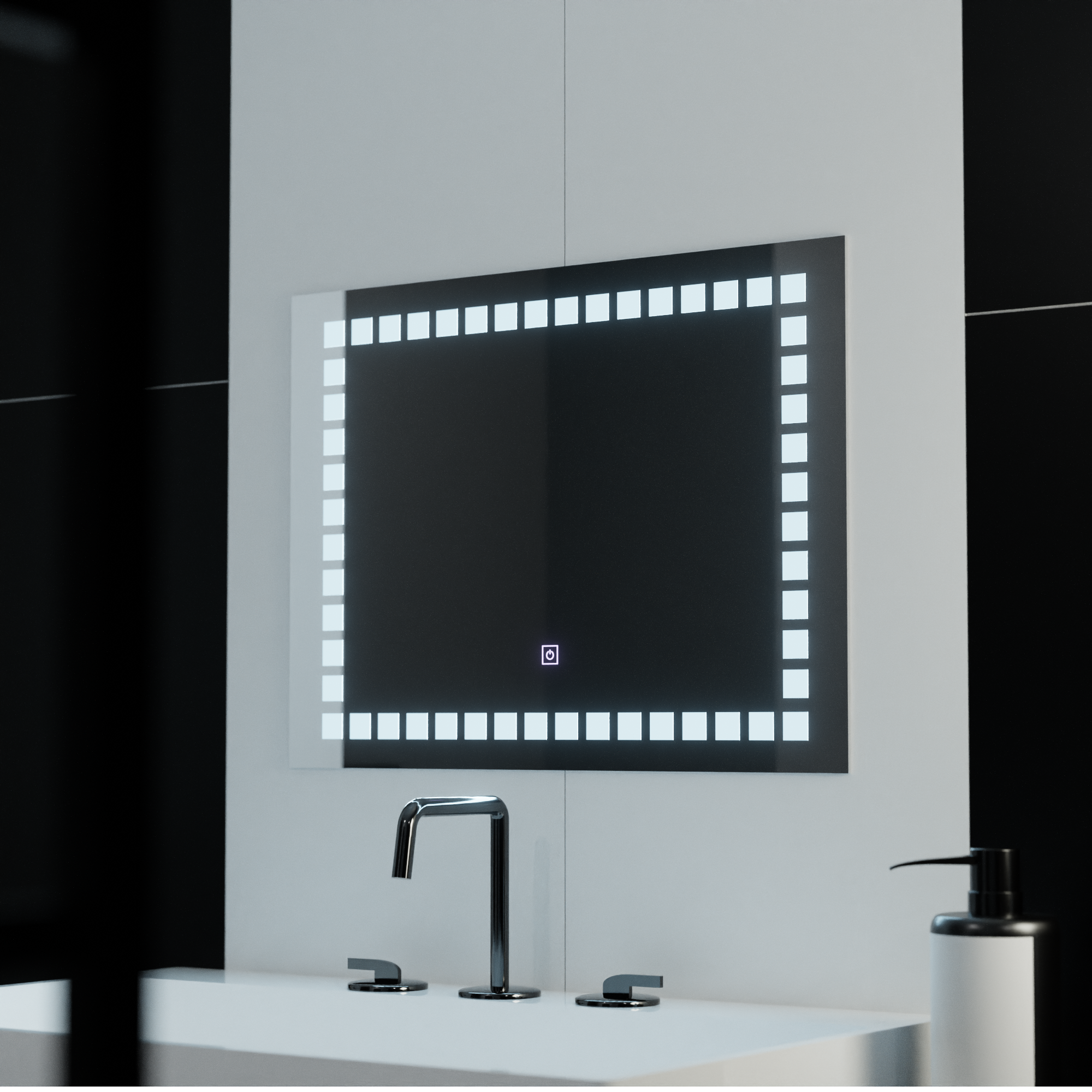 Mirror LED ορθογώνια 80x60cm πλέγμα φως βασική αφή