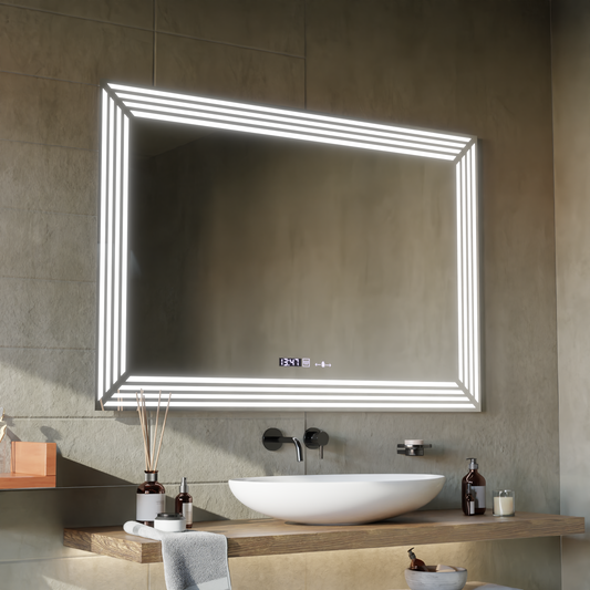 Mirror LED ορθογώνιο 60x80cm Venezia Sensor Motionglow Marcellow Dimable Clock Disrosting System