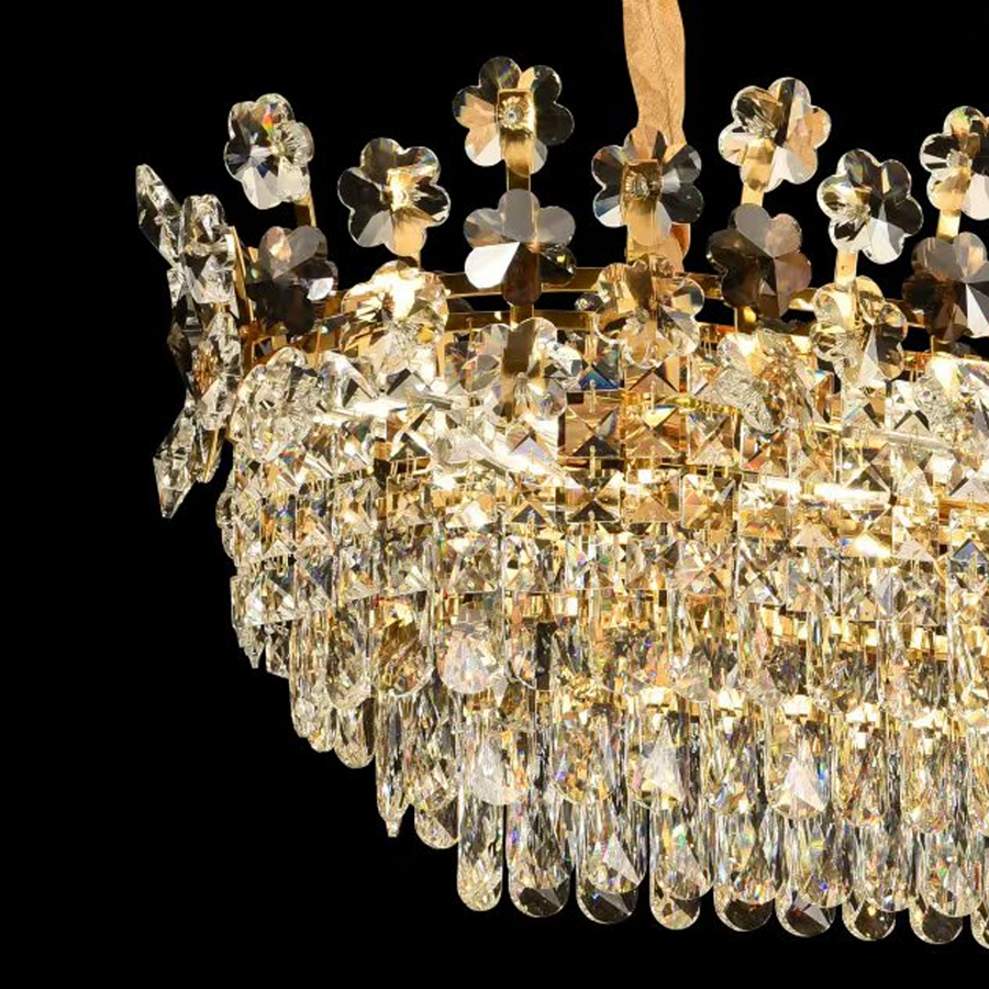 Πολυέλαιος Crystal Windsor Elegance 6x E14, διάμετρος 49cm, γυαλιστερό χρυσό, ρυθμιζόμενο ύψος