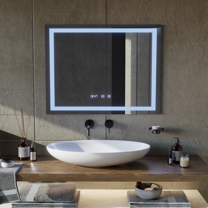 LED Touch Werner Mirror System, ρολόι και θερμοκρασία 80x60 cm