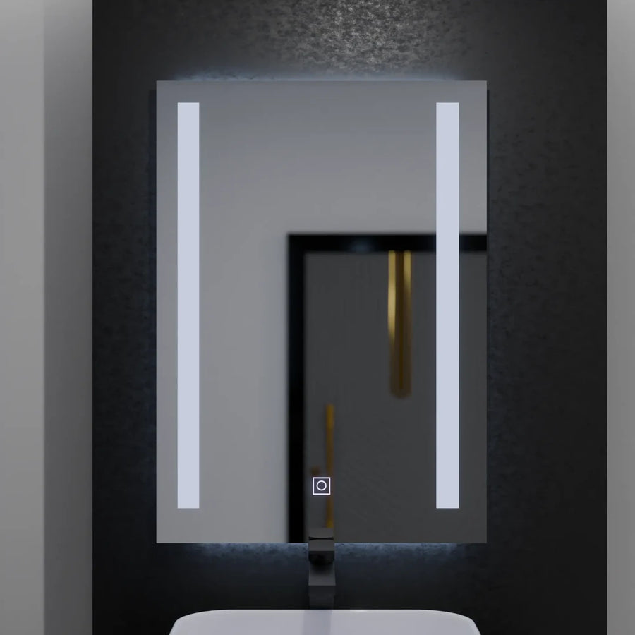 Mirror LED ορθογώνιο 50x70cm διπλό φως βασική πινελιά