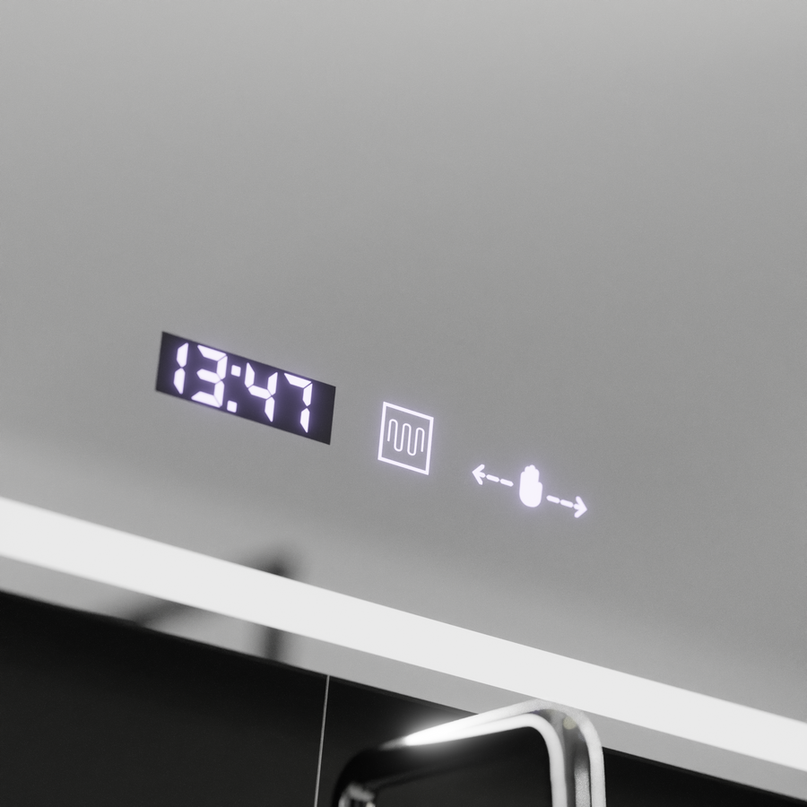 Mirror LED ορθογώνιο 90x60cm Bellezza Riflesso Puro Motionglow Marcello Dishantic Clock System