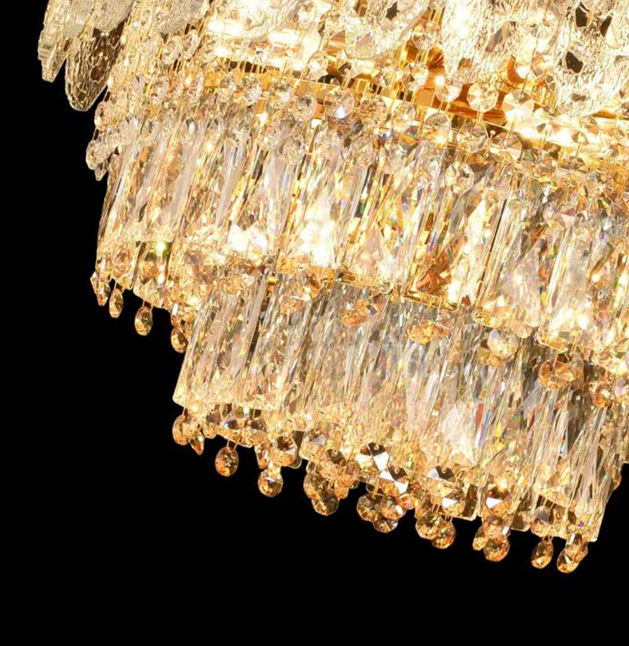 Πολυέλαιος Crystal Windsor Elegance 6x E14, διάμετρος 49cm, γυαλιστερό χρυσό, ρυθμιζόμενο ύψος