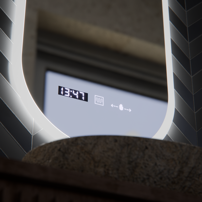 Οβάλ καθρέφτης LED, 50x100cm, Lucia Sensor Marcello, Σύστημα Demister, Ρολόι & Θερμόμετρο, Dimmable