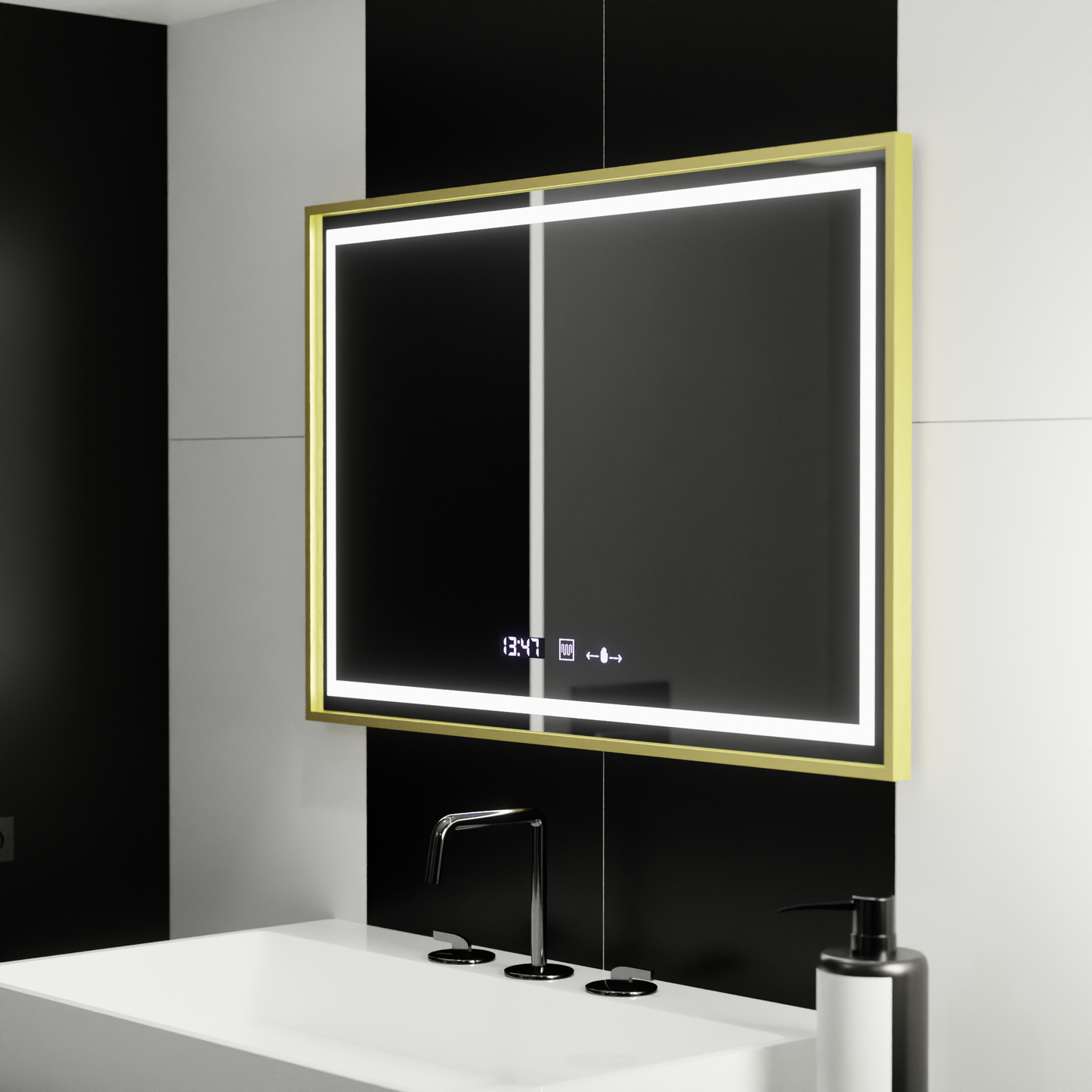 Mirror LED ορθογώνιο 120x80cm specchio motionglow marcello Σύστημα πρόβλεψης ρολογιού & Dimable Thermometer