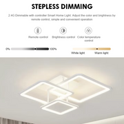 Πολυέλαιος LED με τηλεχειριστήριο ZOE, 64W, 3 τετράγωνα, κρύο/ζεστό/ουδέτερο φως, ρυθμιζόμενο, λευκό