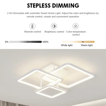 Πολυέλαιος LED με τηλεχειριστήριο ZOE, 64W, 3 τετράγωνα, κρύο/ζεστό/ουδέτερο φως, ρυθμιζόμενο, λευκό