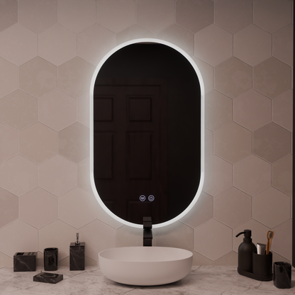 Oval LED Mirror 50x80cm Llexort Touch Deframe Dimable System