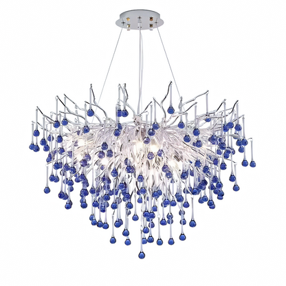 Crystal Chandelier CC335/400CH, 4x G9, Chrom and Blue Crystals, 40cm, Ρυθμιζόμενο Ύψος