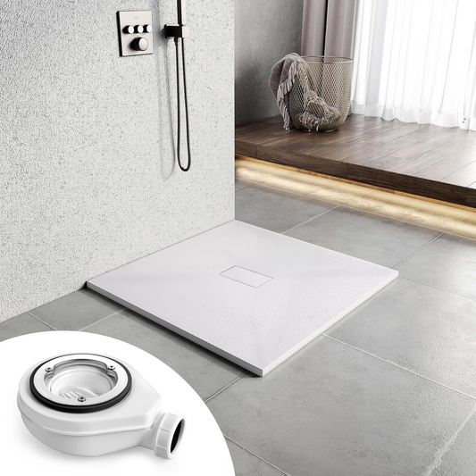 90x90 cm, slim 3 cm, γυαλιστερό λευκό ντους