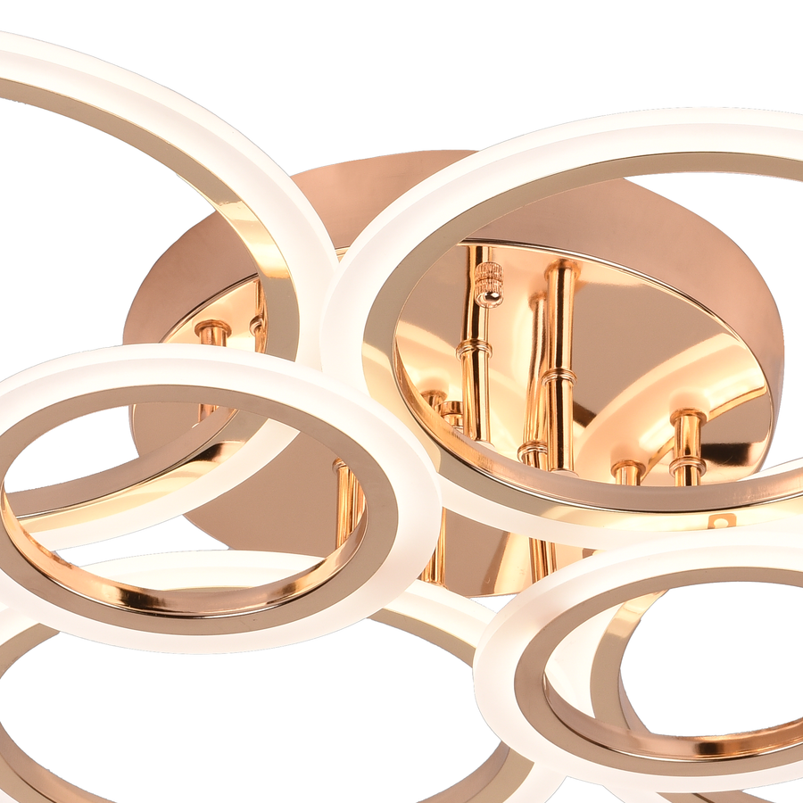 Πολυέλαιος LED με τηλεχειριστήριο BETTY 82W, 6 κύκλοι, κρύο/θερμ/ουδέτερο φως, ρυθμιζόμενο, γυαλιστερό χρυσό