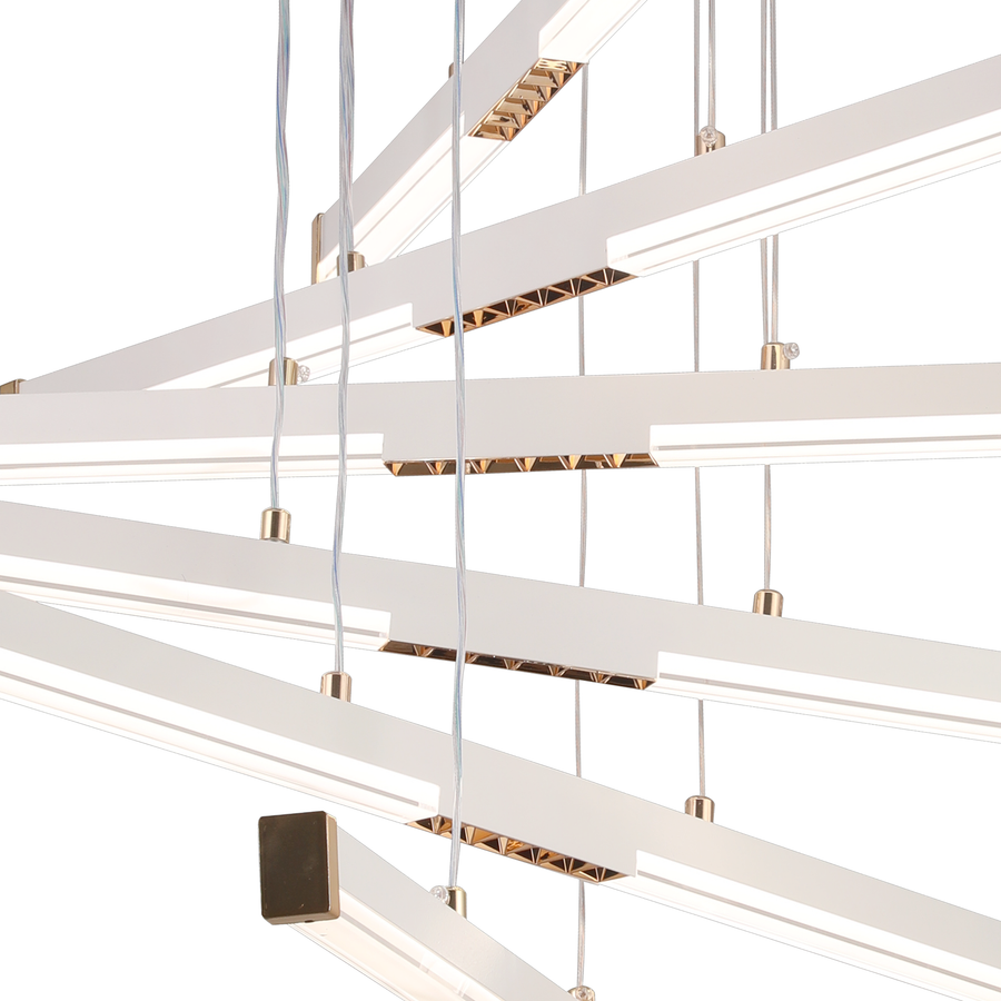 Κρεμαστός ακρυλικός πολυέλαιος LED LT183/6WH, 81W, Light 3000/4000/6000K, Λευκός, Ρυθμιζόμενο ύψος