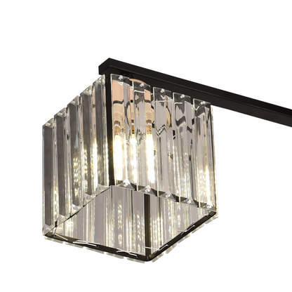 Κλασικός μοντέρνος γεωργιανός πολυέλαιος, LC111/6BK, 6x E27, μαύρος, μέταλλο και γυαλί