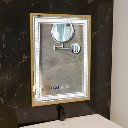 Mirror LED Touch Bruno Αναπληρωτής Τμήμα, Ρολόι και Θερμοκρασία 60x80 cm Ασημένιο Βουρτσισμένο πλαίσιο