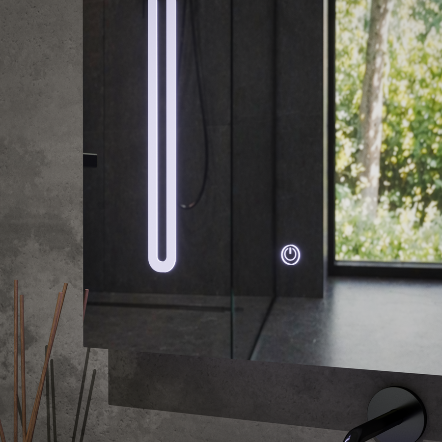 Καθρέφτης LED με Ντουλάπι PLANO 80x70 cm Λευκός Αισθητήρας Αφής και Αποθήκευση