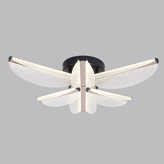 Πολυέλαιος LED με Τηλεχειριστήριο TULLIO 68W, 6 πέταλα, Κρύο/Ζεστό/Ουδέτερο φως, Ρυθμιζόμενο, Μαύρο