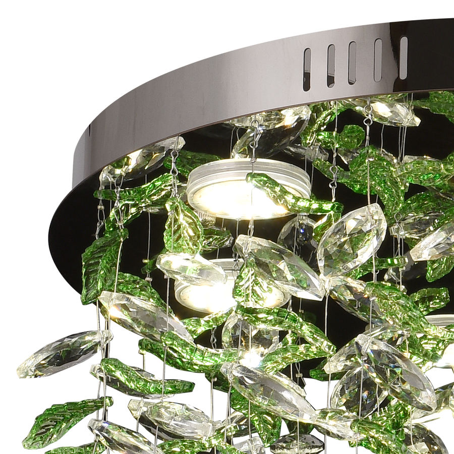 Crystal LED Chandelier LLC211/400GN Στρογγυλός, 22W, Κρύο/Ζεστό/Ουδέτερο φως, Πράσινοι Κρύσταλλοι, Γυαλιστερό χρώμιο
