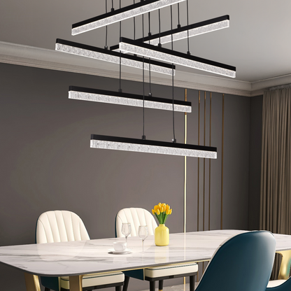 Κρεμαστός κρυστάλλινος πολυέλαιος LED LT181/6BK, 84W, Light 3000/4000/6000K, Μαύρος, Ρυθμιζόμενο Ύψος