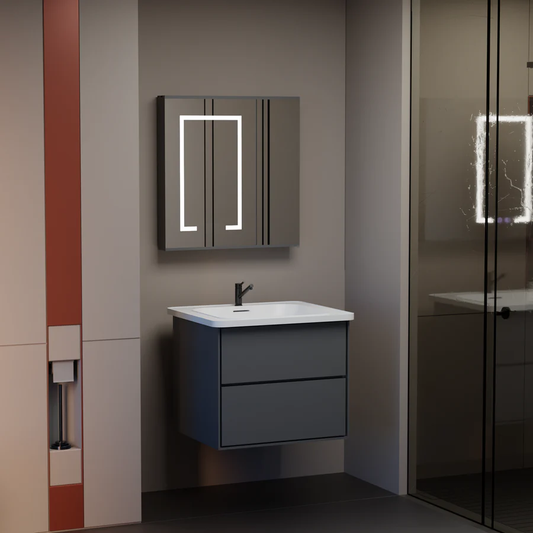 Σετ Έπιπλα Μπάνιου SANTORINI, 60x50cm, 2 τεμάχια, γκρι και λευκό