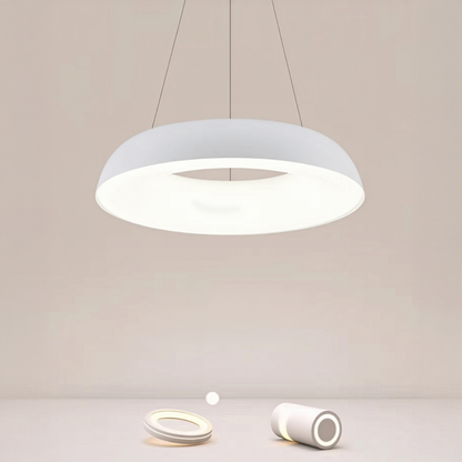 Lustra LED suspendata cu Telecomanda CHIARA, 74W, Lumina Rece/Calda/Neutra, Dimabila, Alb